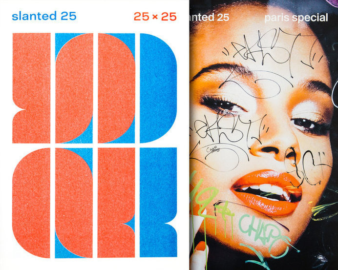 #magazine #cover #typography #slanted Special Edition Riso Booklet 25 × 25 & Photo Essay Paris