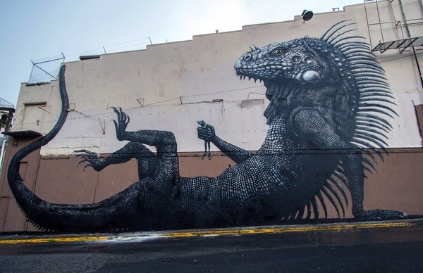 Roa #mural #lizard #frog