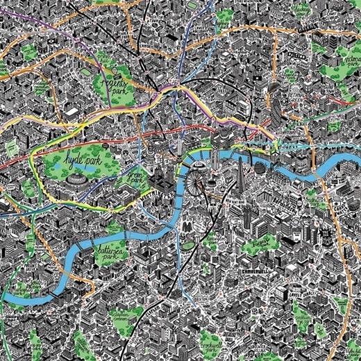 Hand Drawn Map of London - Art Prints from Evermade.com #london #drawn #hand #map
