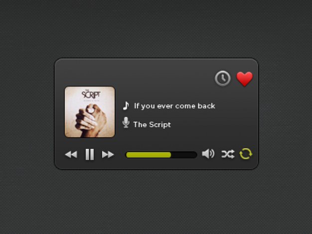 Black music player psd widget Free Psd. See more inspiration related to Music, Black, Psd, Player, Horizontal and Widget on Freepik.