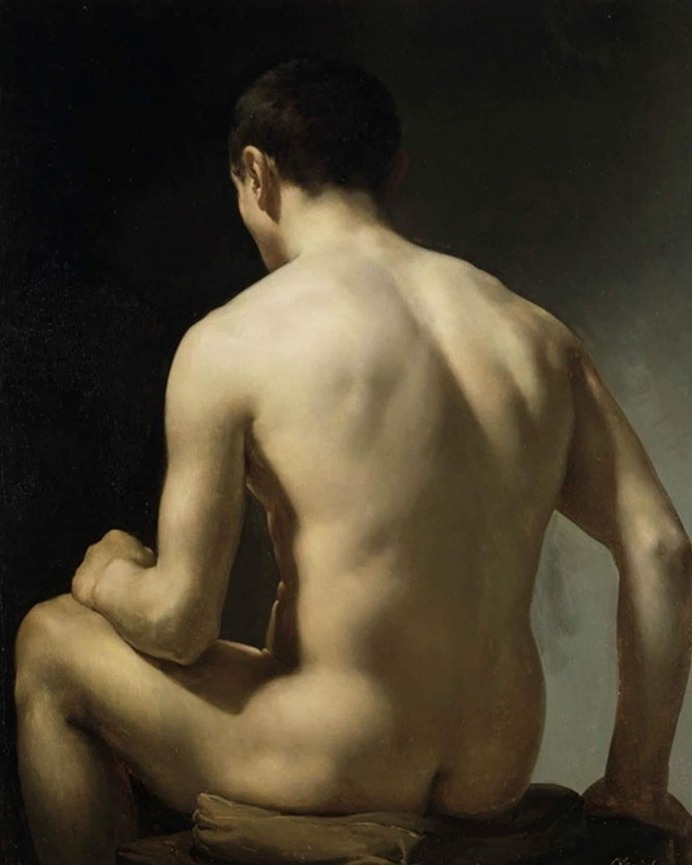 "Male Nude", c,1840 by Edouard Antoine Naudin (1853-1939). French painter. oil on canvas
