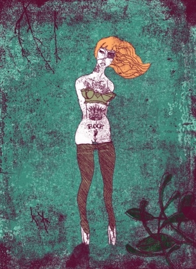 Lover & Scorpio - http://www.qstoms.com/love-scorpio #old #woman #girl #nude #school #illustration #art