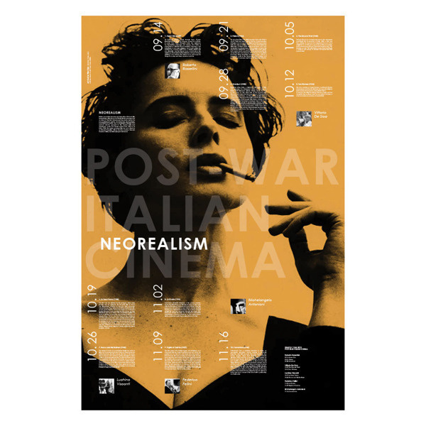 Neorealism Film Club Poster #neorealism #movie #center #typography #italian #simon #simonjohnston #artcenter #poster #film #art #justinchen #johnston #club