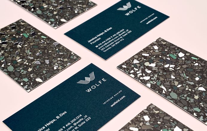 Wolfe Business Cards by Equal Parts Studio #branding #businesscard #printdesign #terrazzo