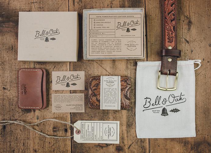 Bell & Oak | Two Arms Inc. #print #kraft #vintage #leather #stationery