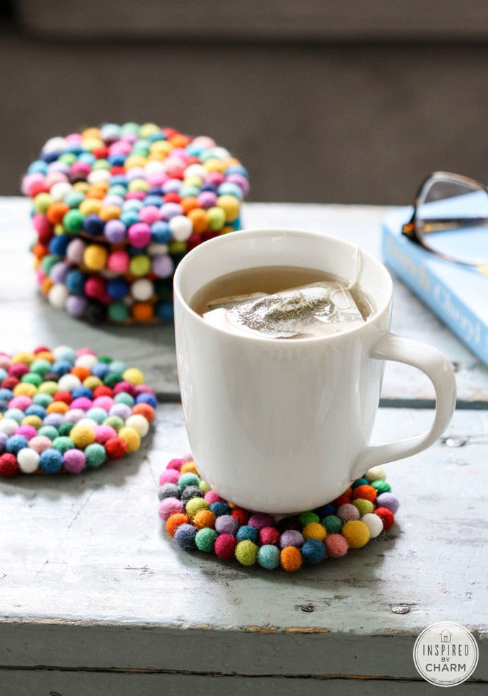 DIY Wool Felt Ball Coasters | Inspired by Charm #colourful #yourself #do #coasters #it