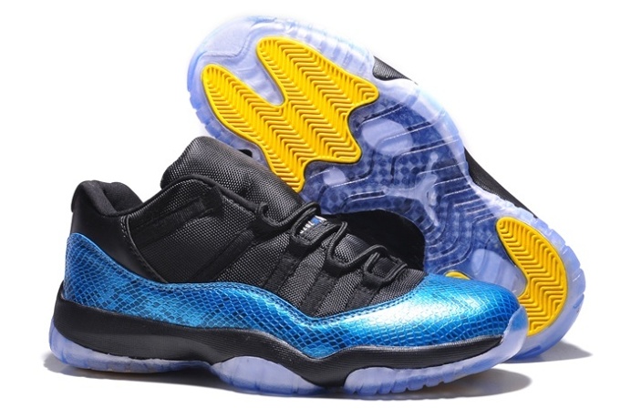 Nike Shoes Air Jordan Xi 11 Mens Snake Skin Blue Black Yellow