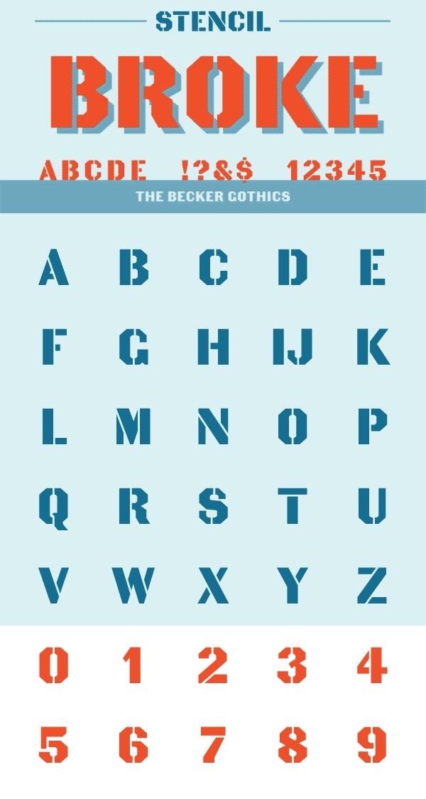 This is the Stencil font from my Becker Gothics type family. #type #specimen #typography