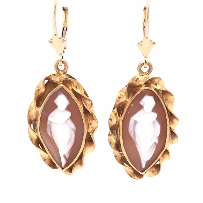 Vintage Cameo Dangle Earrings
