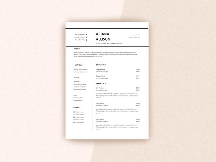 Free Financial Representative Resume Template with Example for Job Seeker
