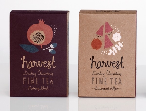 darling clementine harvest fine tea #lettering #packaging #drawn #tea #hand