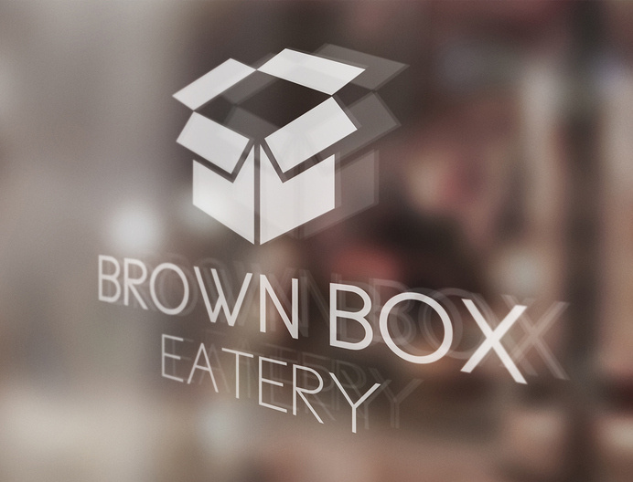 Brown Box Eatery Logo by Matt Hodin www.Behance.net/MattHodin #eatery #design #box #restaurant #brown #window #logo