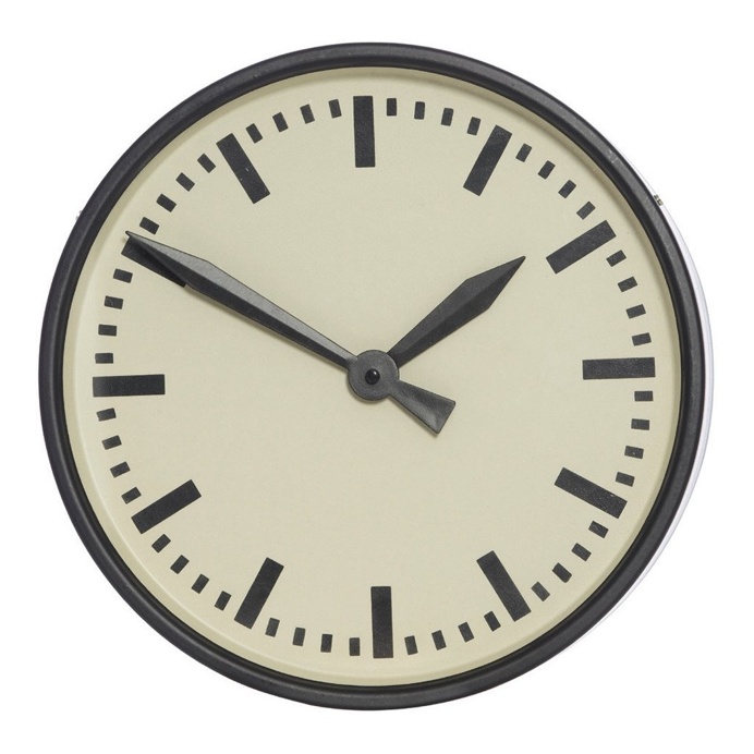 Mavis Black Metal Round Wall Clock, 33 cm D