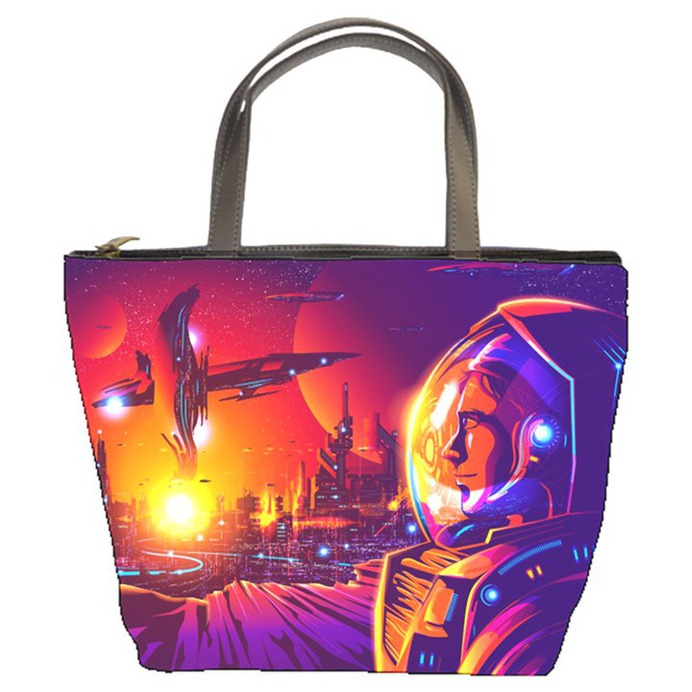 Far Future Human Colonization Bucket Bag