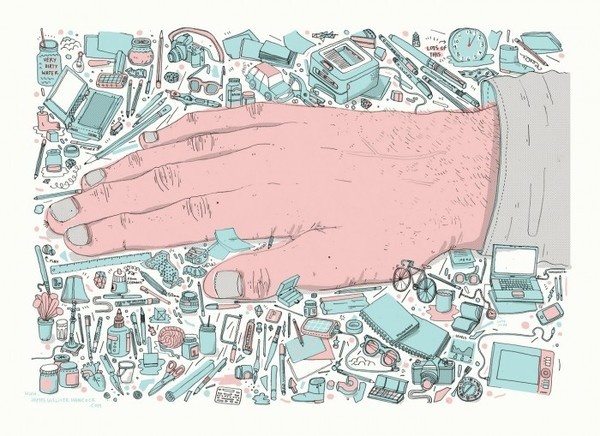jgh_studiohand_color_a5_print_web #promotion #direct #self #hand #illustration #mail #stools #made #postcard #drawing