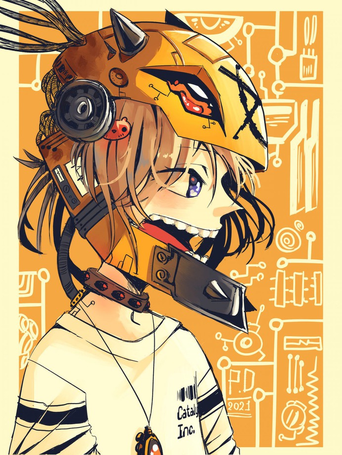 Cyber Helmet by PotatoDudeDraws