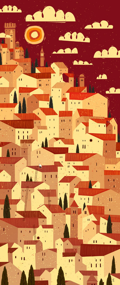 The Tiler- Peter Donnelly #city #illustration #tuscany #italy