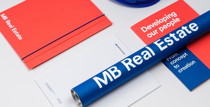 mb real estate market construction business card blue red logo logotype branding corporate design identity mindsparklemag design