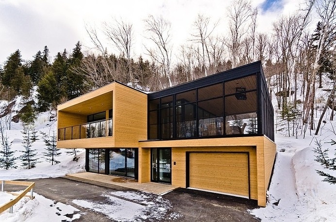 Cozy Haven Nested in the Laurentians, Canada: Via Sauvagia House #canada #mountain #architecture #nature