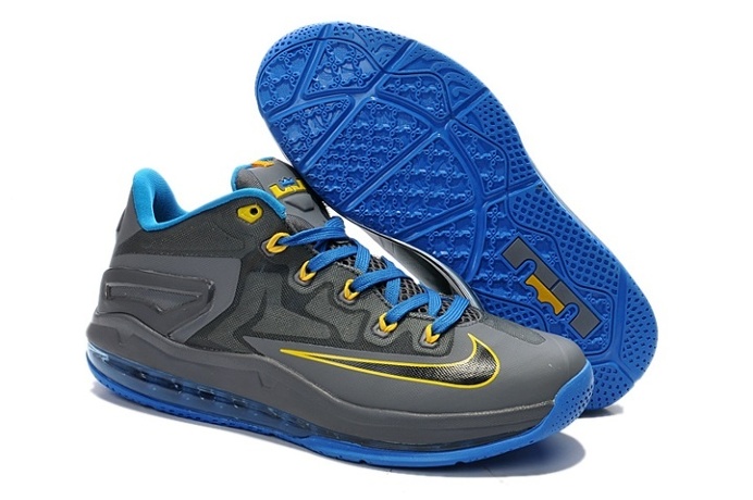 Nike Lebron 11 Zoom Xi Mens Online Outlet Dark Brown Blue