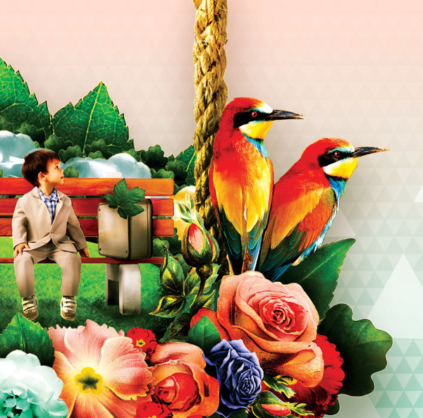 BEAUTIFUL SPRING xe2x96xb2 INSIDE HEAD on Behance #imaging #pink #child #bird #beautiful #digital #birds #photoshop #summer #art #cute #blue #collage