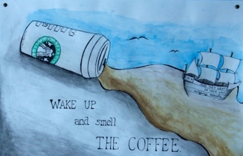 five red balloons #wake #up #coffee #watercolor #spill