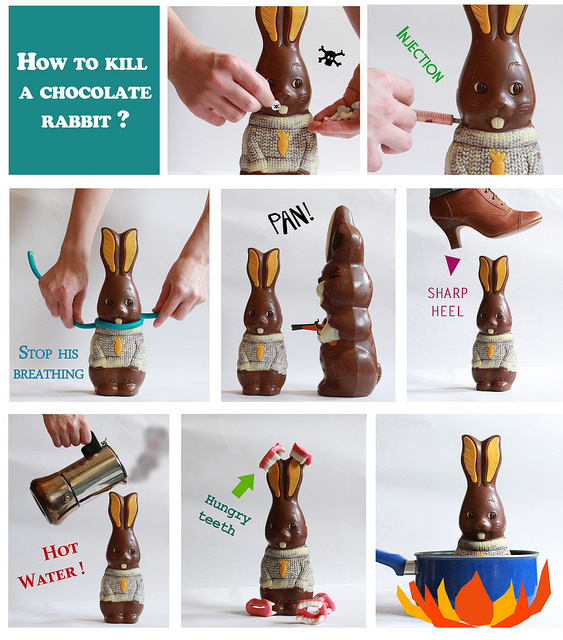How to kill a chocolate rabbit? #chocolate #rabbit #photography #kill