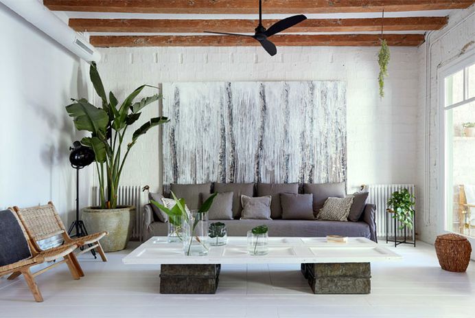 Brick Walls and Wooden Roof Structures Give Character to Barcelona Apartment #livingroom #decor #interior