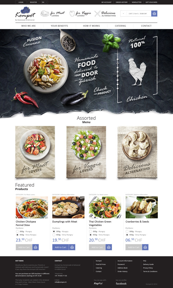 I like the use of texture and three dimentionality. Photography makes any web presence better, too. #ux #design #food #ui #web