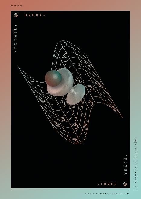 Totally Drunk 3 Years by H #vector #cup #print #birthday #marble #poster #gradient #drunk #3d #totally