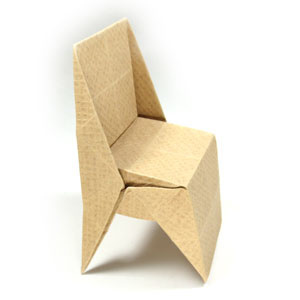 How to make an origami chair with triangular legs (http://www.origami-make.org/howto-origami-chair.php)
