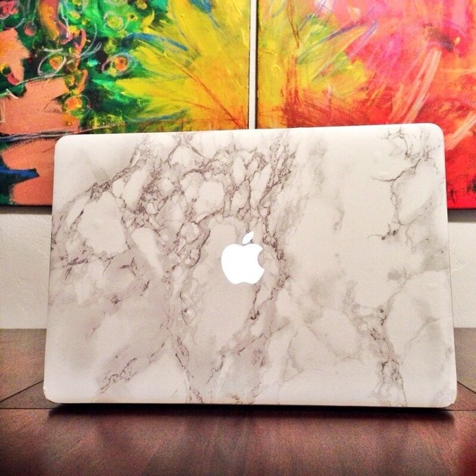 White Marble Laptop Decal for MacBook #tech #flow #gadget #gift #ideas #cool