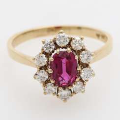 Ruby ring with diamonds,