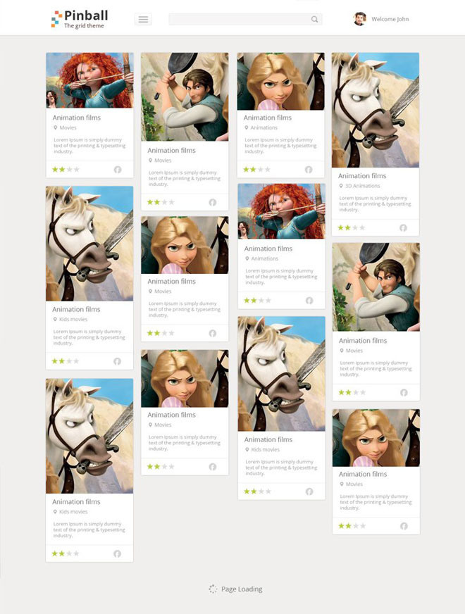 Pinball – Free Portfolio Grid Style PSD Template