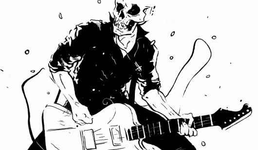 tumblr_lxwrja3kDc1qjco10o1_1280.jpg (1280×745) #guitar #tosheff #illustration #stefan #skull #death