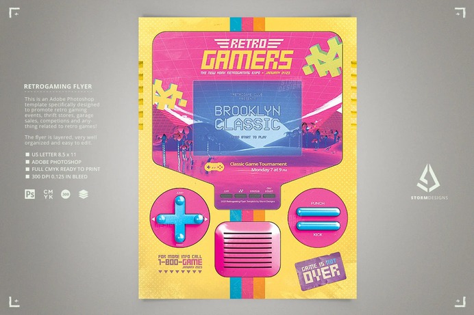 Retro Handheld Gaming Flyer Template
