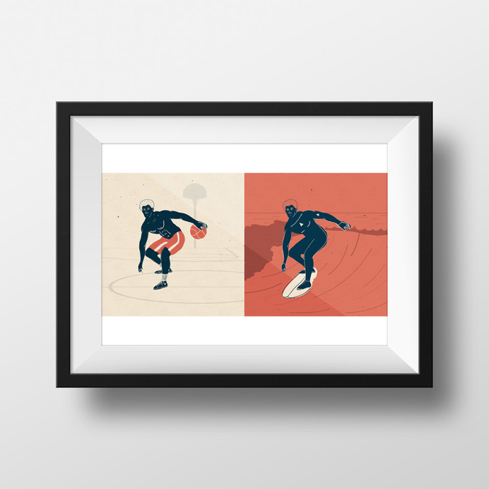 Surfing Magazine — Illustration - Joy Stain #surf #ball #court #board #noa #wave #basketball #illustration #stain #joy #beach #emberson