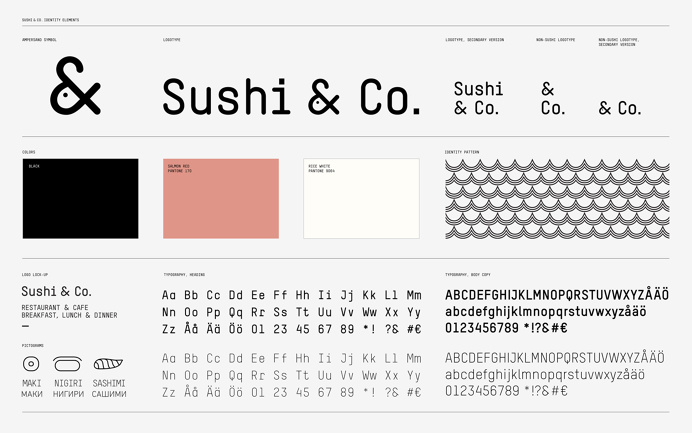 Brand guidelines for Baltic Sea cruise ship restaurant Sushi & Co. designed by Bond