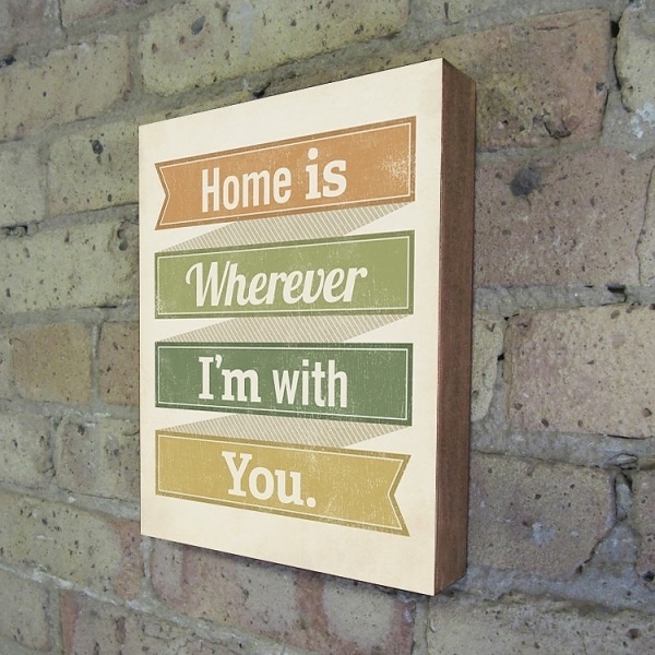 Home is Wherever I'm With You Wood Block Print by LuciusArt #kevin #lucius #vintage #art