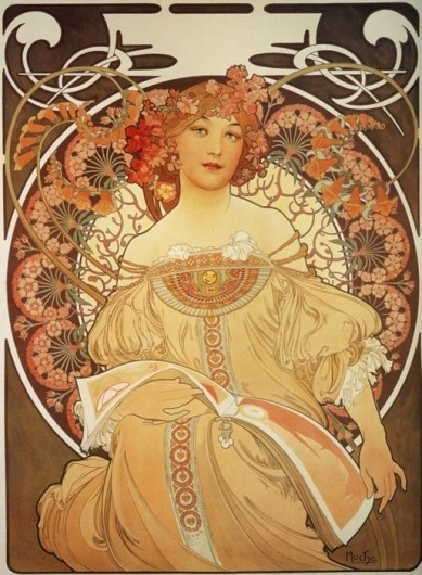 Reverie by Alphonse Mucha #illustration #mucha #painting #flowers