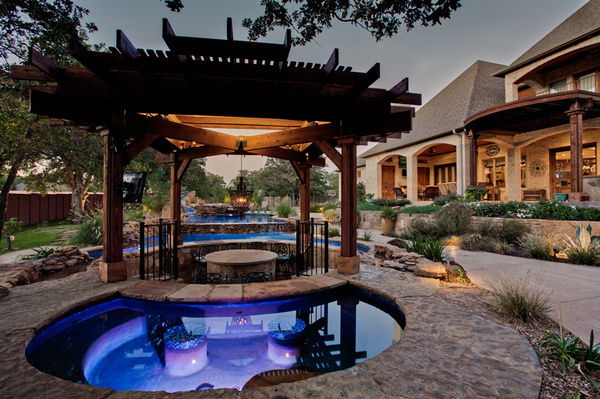 From Swimming Pool Drawing Called To Luxury Pool - Southlake, Texas #stone #backyard #design #pool #spa #architecture #exterior #swimming