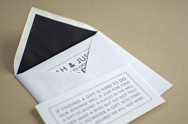 #Black and white #letterpress #wedding #invitation