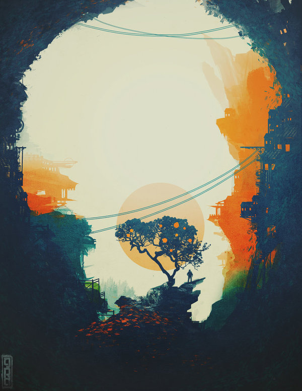 Orange Tree by Glenn Porter #color #drawing
