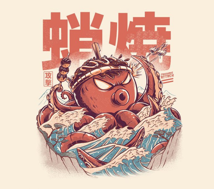 Kaijus + Food illustrations