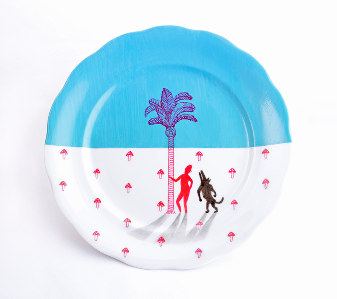 Talerz naścienny płaski 01 — Cloudmine #plate #ceramic #painting