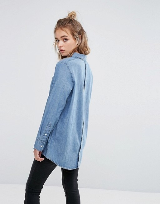 Cheap Monday | Cheap Monday – Jeanshemd mit Knopfleiste hinten