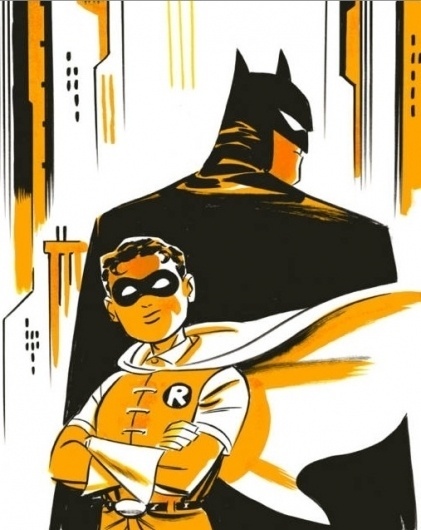 Darwyn Cooke Batman and Robin, in RonÂ Pittman's For Sale Comic Art Gallery Room #marker #gotham #robin #batman #illustration #darwyn #comics #cooke