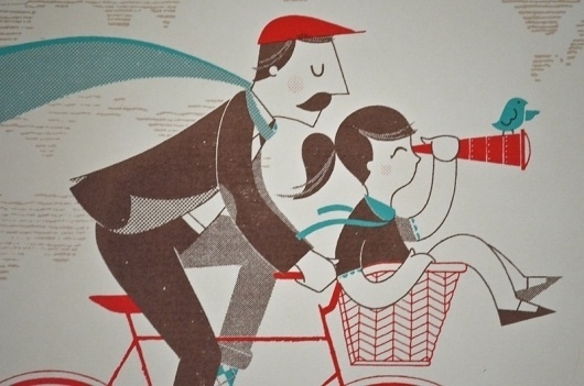 Herb Lester — A lovely day screenprint #red #a #graphics #screenprint #illustration #lovely #day #blue