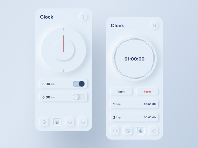 SKEUOMORPH CLOCK APP BY JATIN LATHIYA