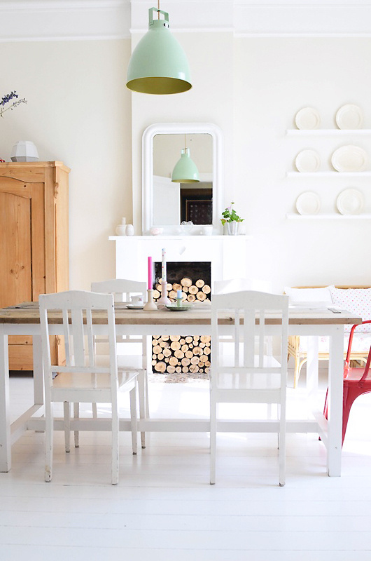 logs in fireplace #interior #design #decor #deco #decoration